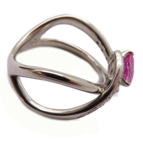 FINE JEWELRY 0.84ct Pink Sapphire 0.06ct Diamond Ring PT900 Platinum US#6.25