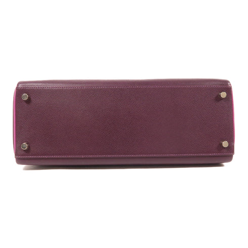 HERMES PHW Kelly 32 2 Way Shoulder Bag Veau Epsom Leather Raisin Rose Pourpre