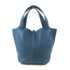 HERMES PHW Picotin MM Tote Bag Handbag Clemence Leather Colvert Blue