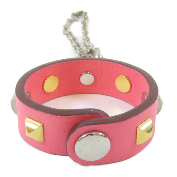 HERMES Rivale Glove Clip Swift Leather Metal Pink Silver Gold