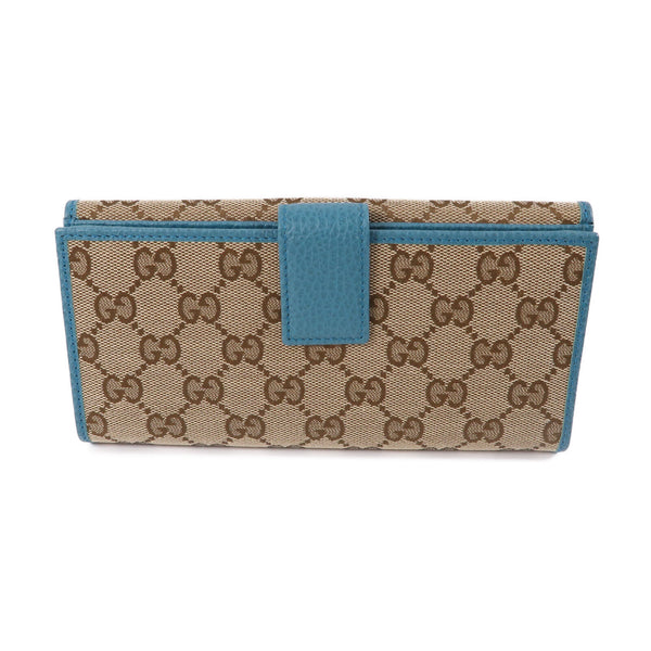 GUCCI GG GHW Long Wallet Canvas 231841 Brown/Blue