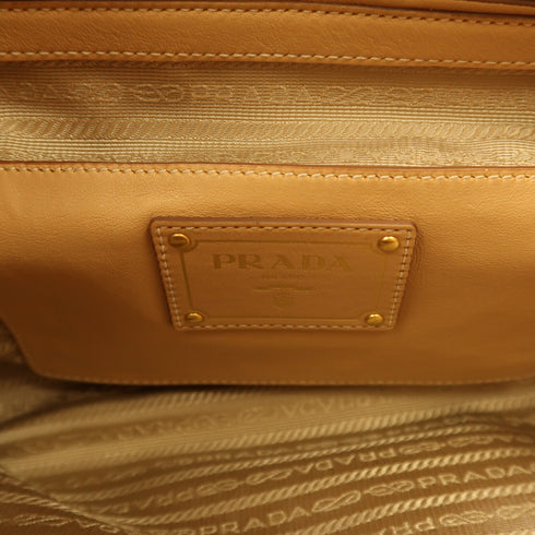 PRADA GHW 2 Way Shoulder Bag Calfskin Leather Brown