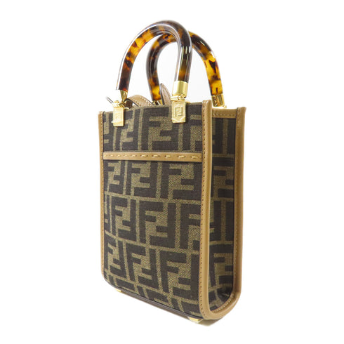 FENDI GHW 2 Way Shoulder Bag 8BS051 Canvas Brown