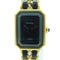 CHANEL CC Premier L Quartz Watch H0001 Gold Plated Black