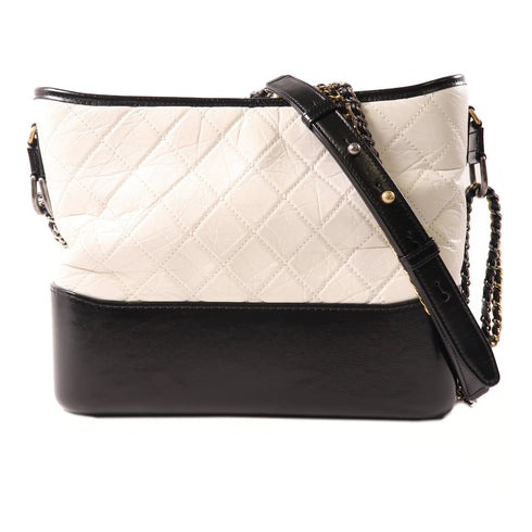 CHANEL CC Gabrielle Chain Shoulder Bag A93824 Calfskin Leather White/Black