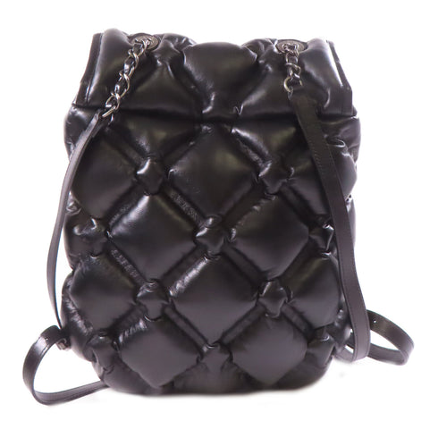 CHANEL CC SHW Chesterfield Backpack Calfskin Leather Black