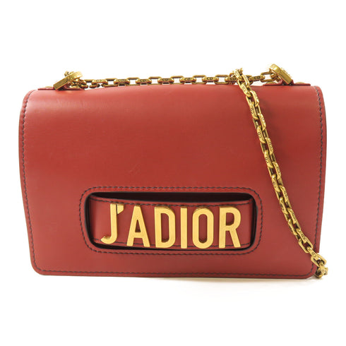Christian Dior CD GHW J'aDior Chain Shoulder Bag M9002 Calfskin Leather Red