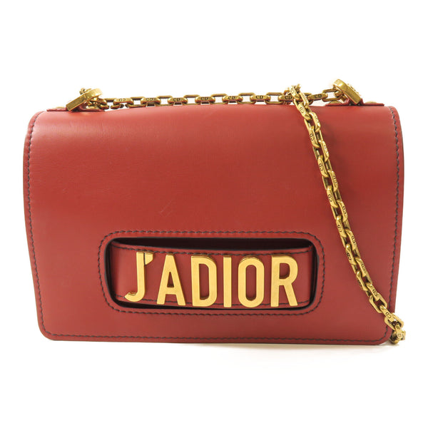Christian Dior CD GHW J'aDior Chain Shoulder Bag M9002 Calfskin Leather Red
