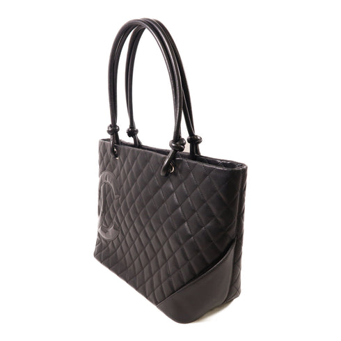 CHANEL CC SHW Cambon Tote Shoulder Bag Calfskin Leather