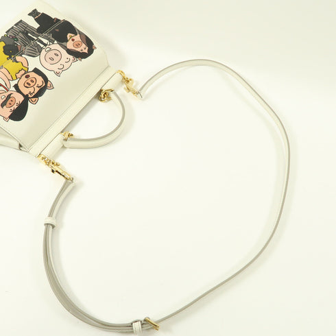 Dolce & Gabbana D&G GHW 2Way Shoulder Bag Family Pig Bianco BB6003 Leather White