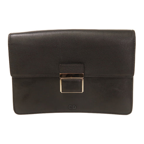 Christian Dior CD SHW Pouch Calfskin Leather Black