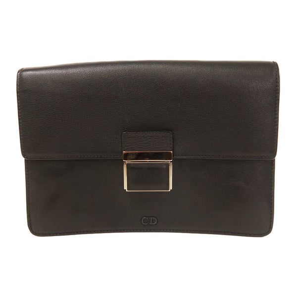 Christian Dior CD SHW Pouch Calfskin Leather Black