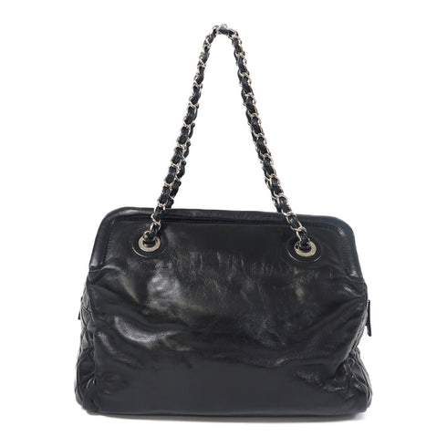 CHANEL CC SHW Chain Shoulder Bag Calfskin Leather Black v13