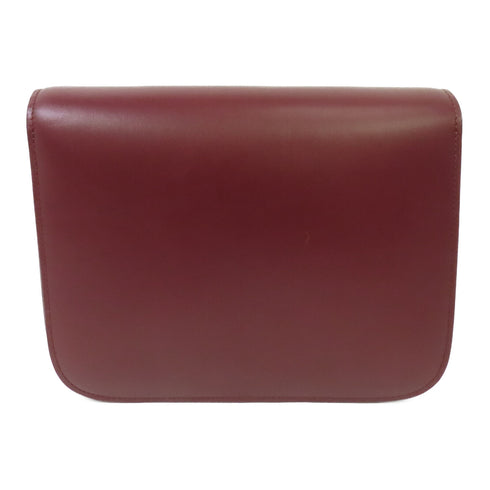 CELINE GHW Classic Box Shoulder Bag Calfskin Leather Bordeaux Color