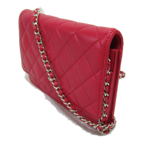 CHANEL Quilted CC SHW WOC Wallet On Chain Shoulder Bag Leather Pink
