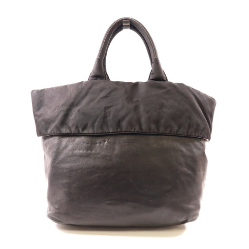 PRADA Handbag Nylon Leather Black