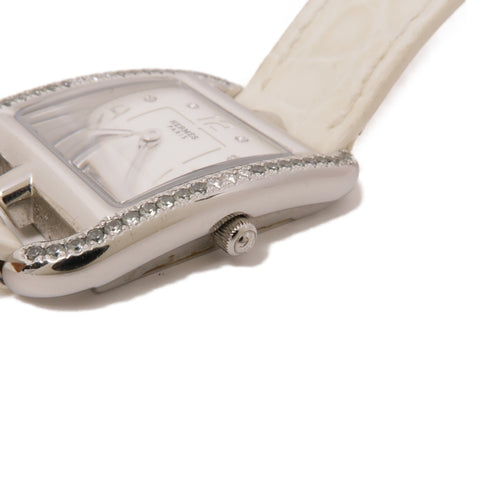 HERMES Cape Cod MM CC1.234 Quartz Watch Stainless Steel/Leather Belt White