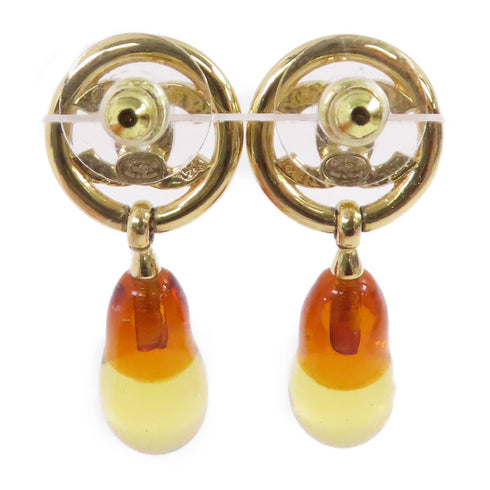 CHANEL CC Earrings L23/A Metal PVC Gold Tone Color Brown