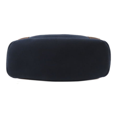 HERMES PHW Pansage Groom 2 Way Shoulder Bag Canvas Blue Navy Feu