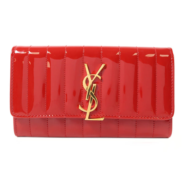 SAINT LAURENT YSL GHW Long Wallet 539972 Patent Leather Red
