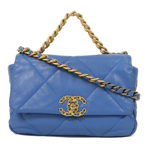 CHANEL Quilted CC Chanel 19 2Way Chain Shoulder Bag AS1160 Lambskin Leather Blue