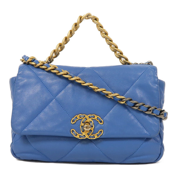 CHANEL Quilted CC Chanel 19 2Way Chain Shoulder Bag AS1160 Lambskin Leather Blue