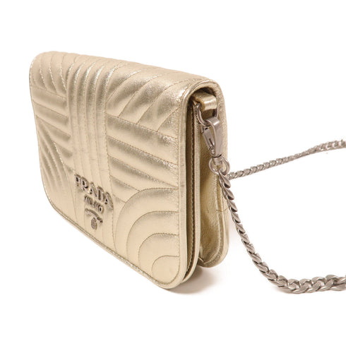 PRADA SHW Shoulder Bag Chain Calfskin Leather 1BP013 Gold