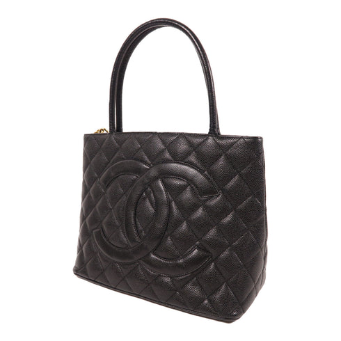 CHANEL CC GHW Vintage Bag Hand Bag/Tote Bag Calfskin Leather Black