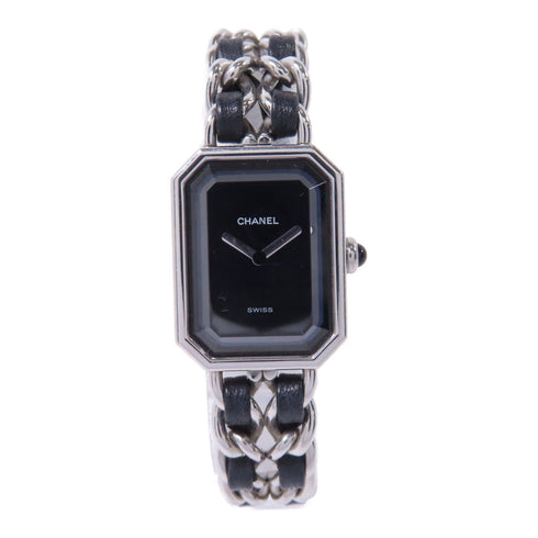 CHANEL CC Premiere M Quartz Watch H0451 Stainless Steel Black