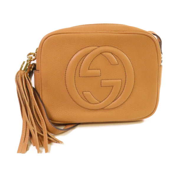 GUCCI GG GHW Soho Shoulder Bag Crossbody Calfskin Leather 308364 Beige
