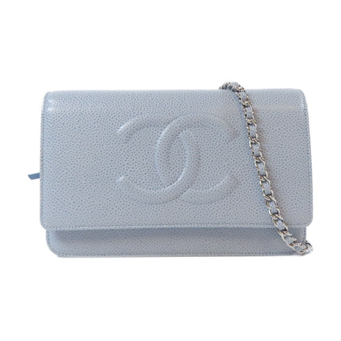 CHANEL CC SHW WOC Wallet On Chain Shoulder Bag Caviar Leather Blue