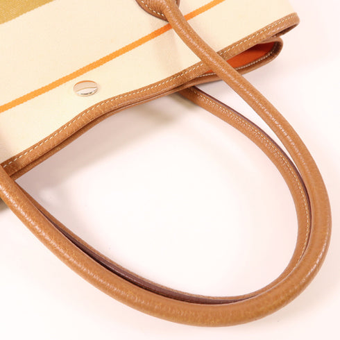 HERMES PHW Garden Party PM Tote Bag Canvas Leather