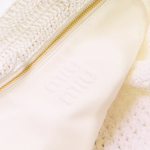 Miu Miu GHW Tote Bag Shoulder Bag PVC 5 BG 230 White