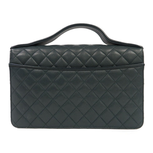 CHANEL Quilted CC SHW Chain Shoulder Bag Caviar Green