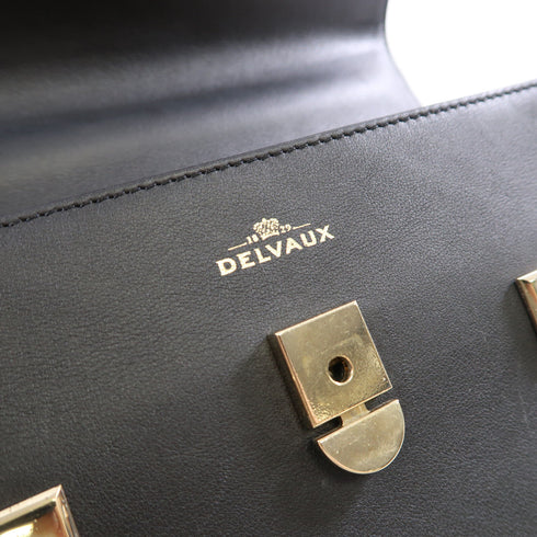 DELVAUX GHW Delvaux Tempete MM 2 Way Bag Calfskin Leather Black
