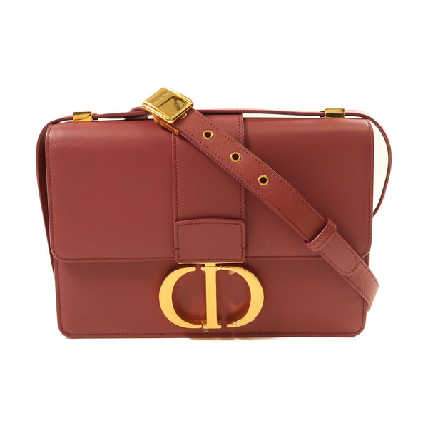 Dior GHW 30 Montaigne Shoulder Bag Calfskin Leather Red