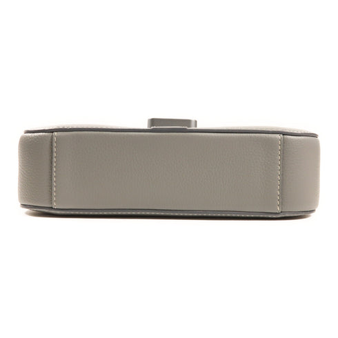 CHRISTIAN DIOR CD Saddle Shoulder Bag Calfskin Leather Gray