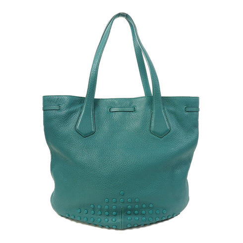 Tods Shoulder Tote Bag Calfskin Leather Green