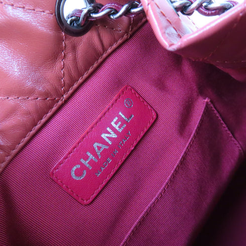 CHANEL Quilted SHW CC Gabrielle Backpack Rucksack Calfskin Leather Wine-Red