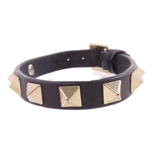Valentino GHW Rockstud Leather Bracelet Metal Calfskin Leather