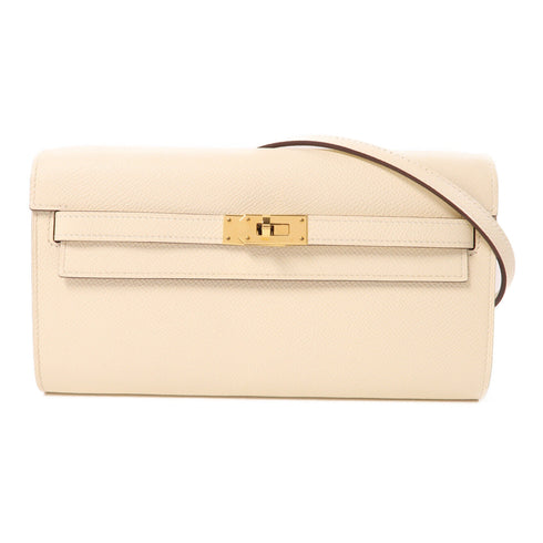 HERMES GHW Kelly To Go Crossbody Shoulder Bag Epsom Leather Nata