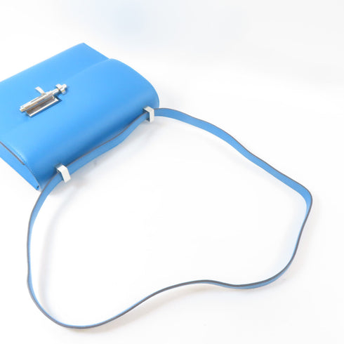 HERMES PHW Verrou 21 Shoulder Bag Epsom Leather Blue Zanzibar