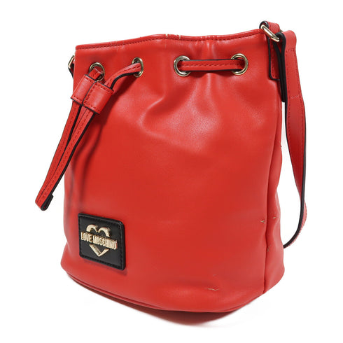 MOSCHINO GHW Shoulder Bag Coated Canvas Red