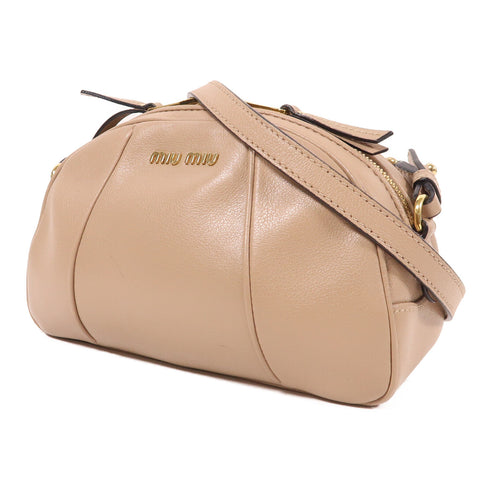 Miu Miu GHW Shoulder Bag Calfskin Leather Nude