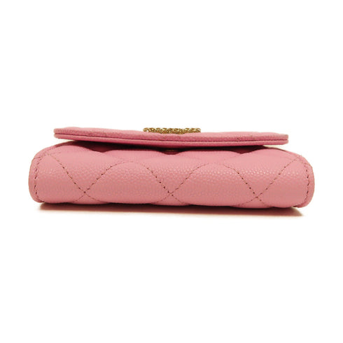 CHANEL Quilted CC GHW Card Case Caviar Leather AP3182 Pink