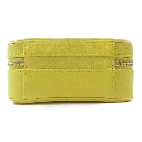 CHANEL Quilted CC GHW Vanity Case 2 Way Shoulder Handbag Caviar Leather Yellow