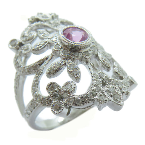 FINE JEWELRY 0.53ct Sapphire 1.00ct Diamond Ring 18K White Gold US#6.5