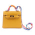 HERMES GHW Kelly Bag Charm Tadelakt Leather Yellow