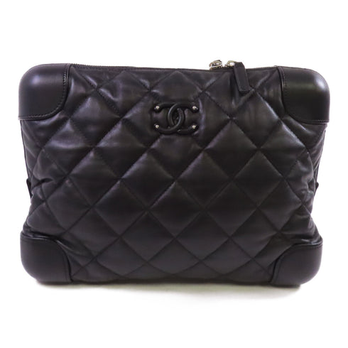 CHANEL CC SHW Pouch Clutch Lambskin Leather