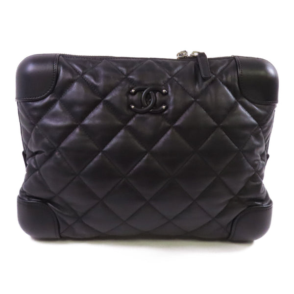 CHANEL CC SHW Pouch Clutch Lambskin Leather